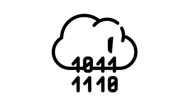 programming binary code cloud storage black icon animation