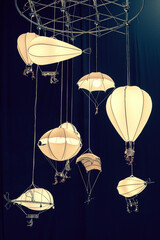 Fototapeta na wymiar Creative chandelier for children's room. Lamp in the form of a balloon for a children's room. toned