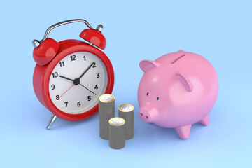 Euro Money accumulation concept. Money and piggy bank isolated on white background.