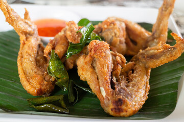 Spicy chicken wings deep fried