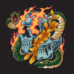 snake skull design illustration