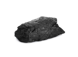 Piece of coal isolated on white. Mineral deposits
