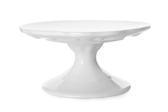 New cake stand isolated on white. Tableware