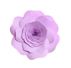 Beautiful violet flower made of paper isolated on white