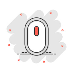 Vector cartoon computer mouse icon in comic style. Computer cursor sign illustration pictogram. Mouse business splash effect concept.