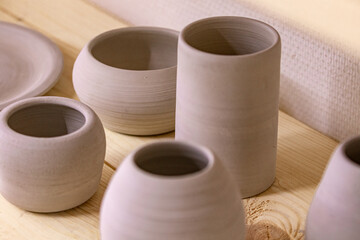 Pottery pots waiting to get baked