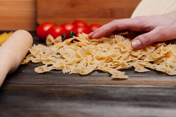 pasta italian cuisine food cooking ingredients cutting board