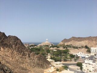 Mountains around Muscat, Oman with city views