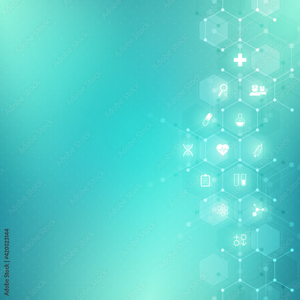 Canvas Prints illustration of a medical background with flat icons and symbols. template design with concept and i