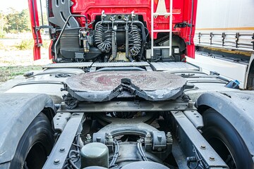 truck under repair, undercarriage