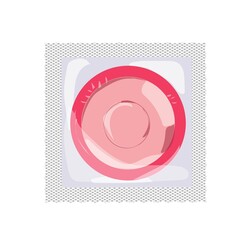 Pink condom in packaging isolated on the white background. Contraception. Protection against pregnancy and sexually transmitted diseases