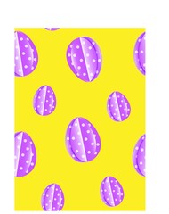 Easter seamless pattern with realistic egg in paper cut style on a yellow background. Vector illustration