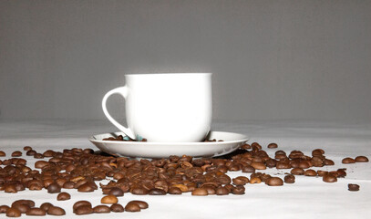 cup of coffee and beans
