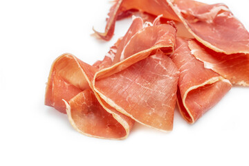 Hamon is forty-eight weeks old. Spanish jamon and traditional food, Jamon Serrano, Bellota, Italian Prosciutto Crudo or Parma ham, whole leg Isolated on white background