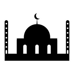 mosque vector in black color. welcome Ramadan and Eid al-Fitr.