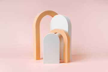 Abstract background with various arch in pastel color for product presentation. Geometrical forms...