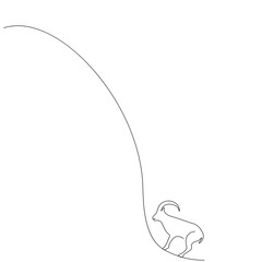 Mountain goat line drawing, vector illustration