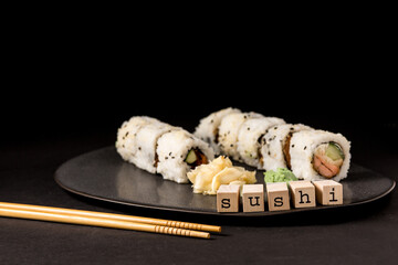 Maki Sushi Food Delivery Box with lettering