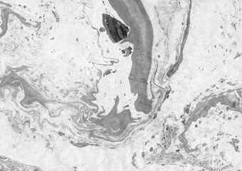 Abstract vintage black and white marble background. Decorative grayscale acrylic marble texture. Natural pattern for banner design, creative poster. Liquid ink on wet surface. Mono marbled paper.