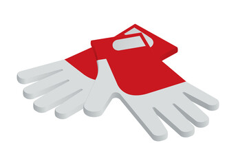 Vector illustration worker gloves isolated on white background. Realistic safety gloves icon in flat cartoon style. Protective construction gloves.