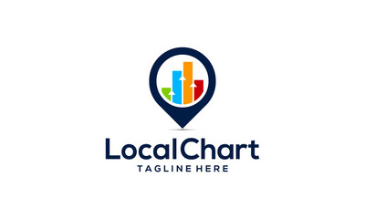 Combination logo from local or pin and chart symbol logo design concept