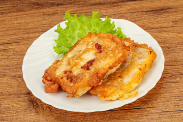 Roasted cod fish in bread