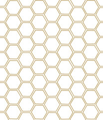 Linear Honeycomb vector seamless pattern. Decorative hand drawn geometric line art hexagonal background.