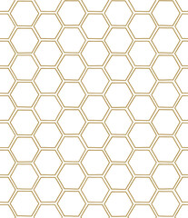 Linear Honeycomb vector seamless pattern. Decorative hand drawn geometric line art hexagonal background.