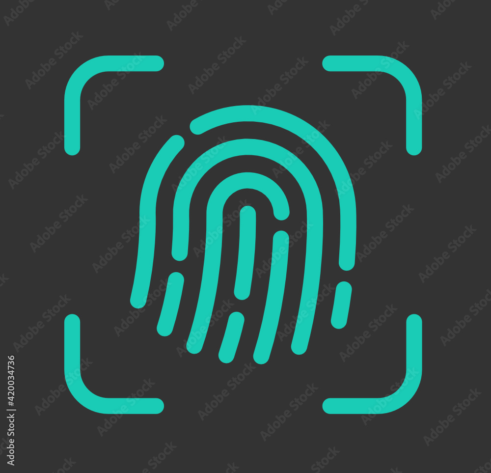 Aufkleber check the identities by scanning fingerprint