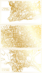 Bandung, Bandar Lampung and Balikpapan Indonesia City Map Set.