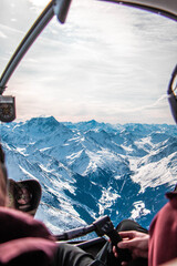 swiss landscape from helicopter