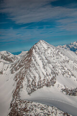 swiss landscape from helicopter