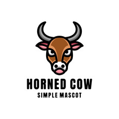 Simple Mascot Vector Logo Design Horned Cow