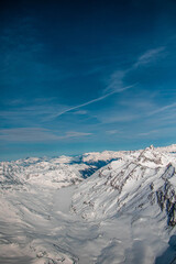 swiss landscape from helicopter
