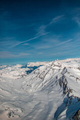 swiss landscape from helicopter