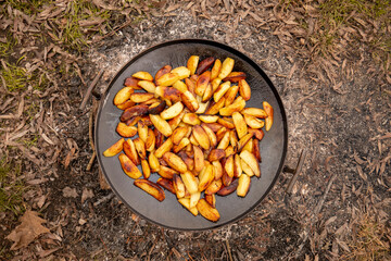 potatoes in a frying pan