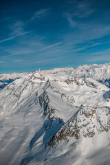 swiss landscape from helicopter