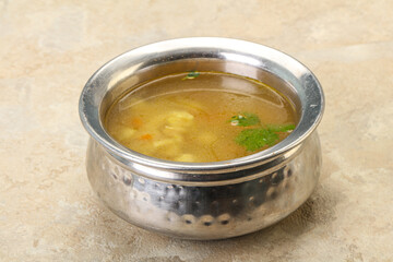 Tasty chicken soup with carrot