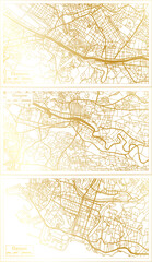 Obraz premium Glasgow Scotland, Genoa and Florence Italy City Map Set.