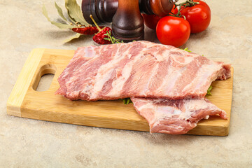 Raw pork ribs for cooking