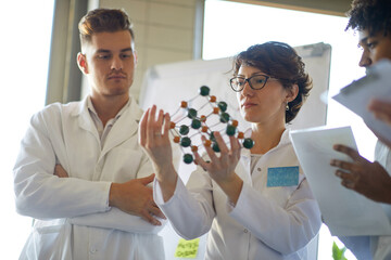 Young medical students having lecture in the lab
