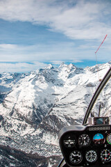 swiss landscape from helicopter