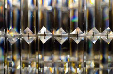 Close-up of crystal on the chandelier.