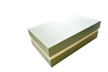 green  hard paper box arranging on white background