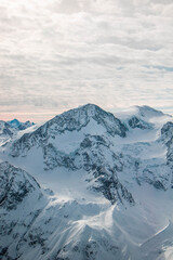 swiss landscape from helicopter