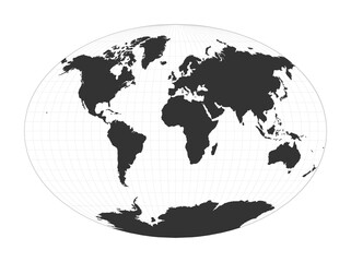 Map of The World. Fahey pseudocylindrical projection. Globe with latitude and longitude net. World map on meridians and parallels background. Vector illustration.