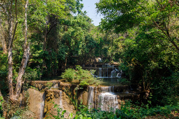 Huay Mae Kamin Waterfall at National Park of province Kanjanaburi Thailand, Asia.