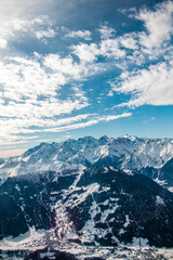 swiss landscape from helicopter