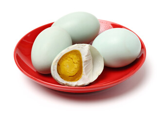 Salted duck eggs on white background 