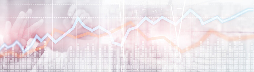 Red and blue growth chart. Concept of stock and exchange